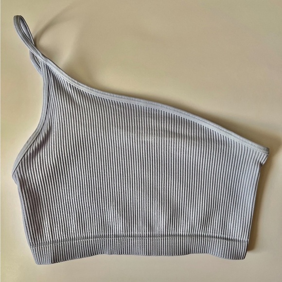Ice Blue  One Shoulder Ribbed Bralette - Picture 1 of 2